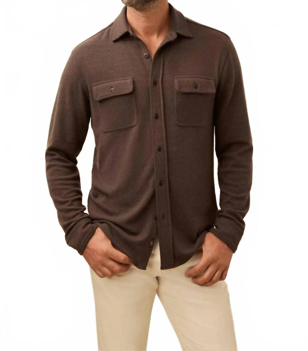 NEW FAHERTY legend sweater shirt in valley brown twill